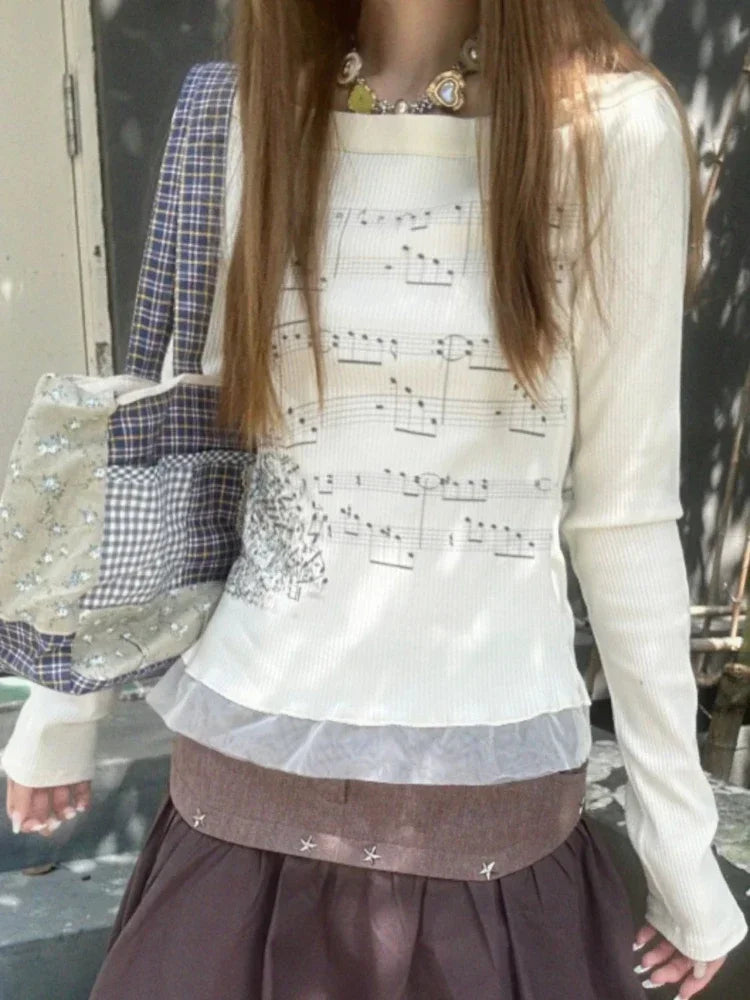 Vintage Lace Patch Slim Fit T-Shirt