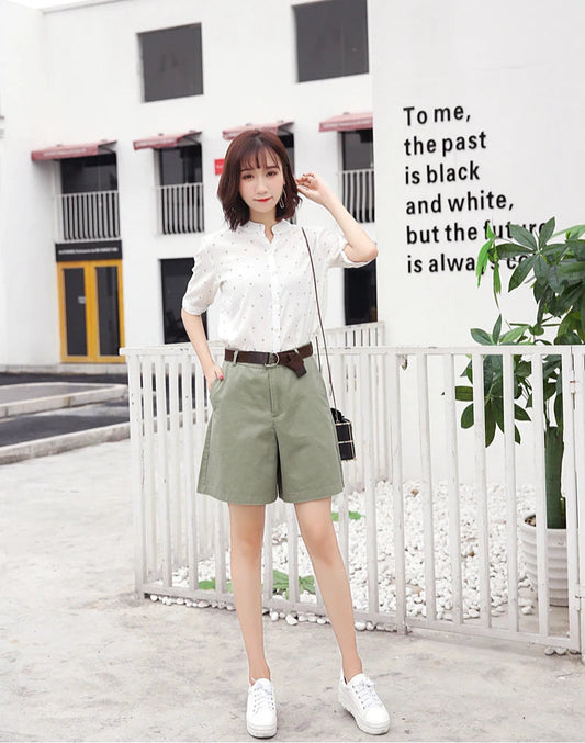 Soft Girl Solid Color High Waist Shorts