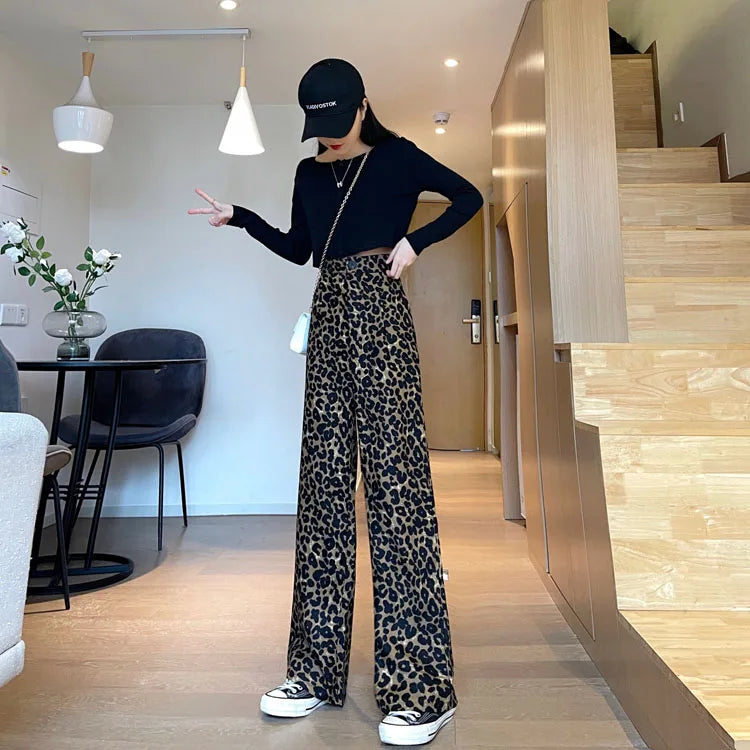 Leopard High Waist Vintage Pants