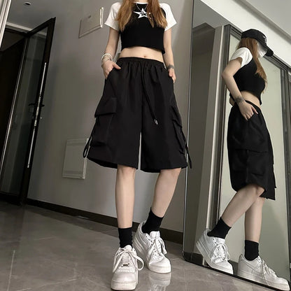 Stylish High-Waist Cargo Shorts Pants