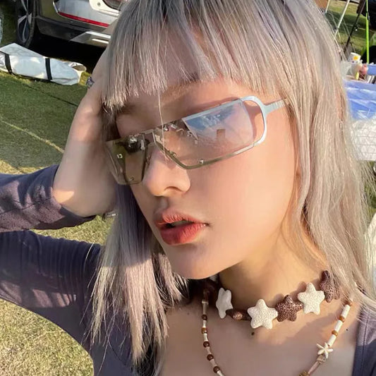 Y2K Futuristic Rectangle Glasses