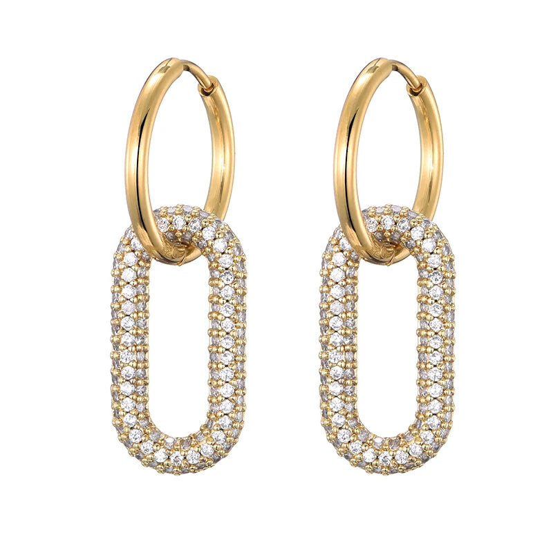 Steel Ear Buckle Oval Earrings