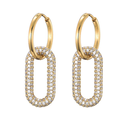 Steel Ear Buckle Oval Earrings