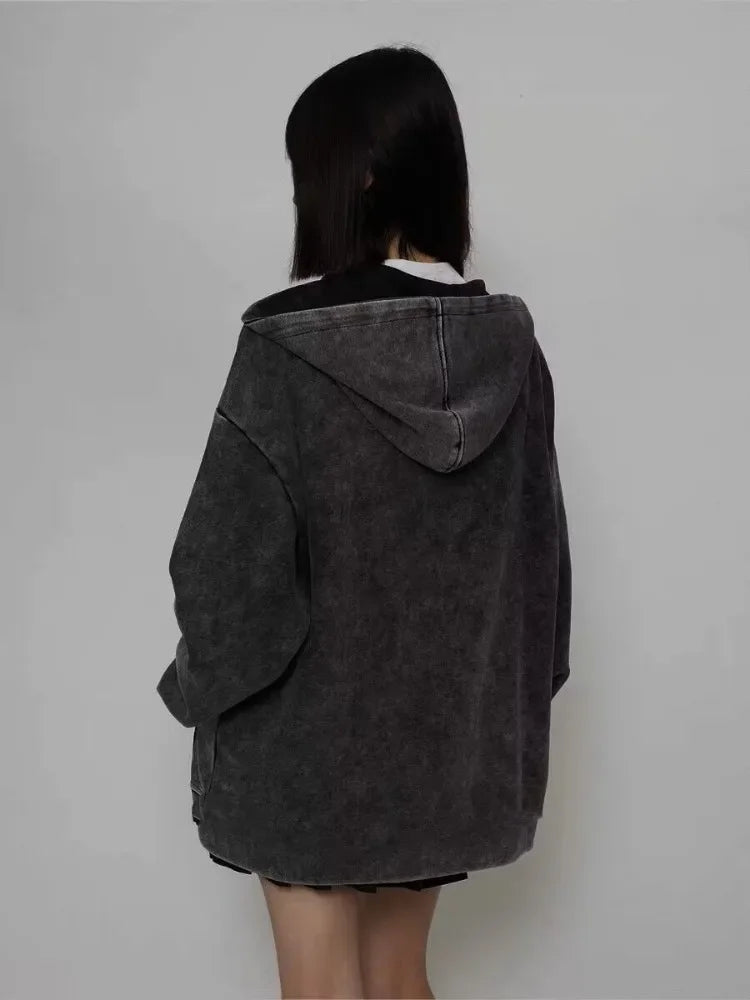 Cozy Oversized Zipper Hoodies Shirt