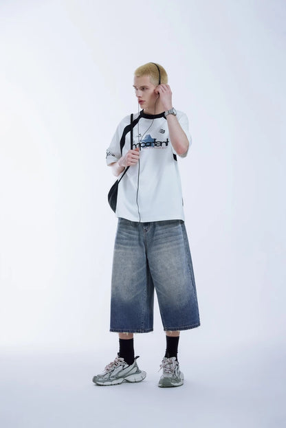 Blue Wide-leg Jorts