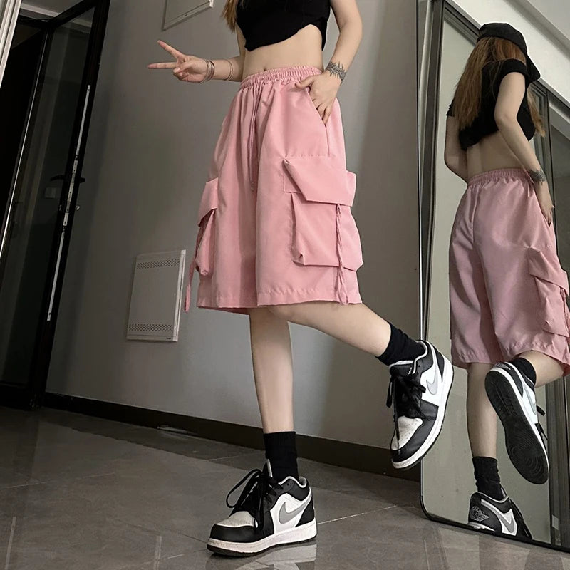 Stylish High-Waist Cargo Shorts Pants