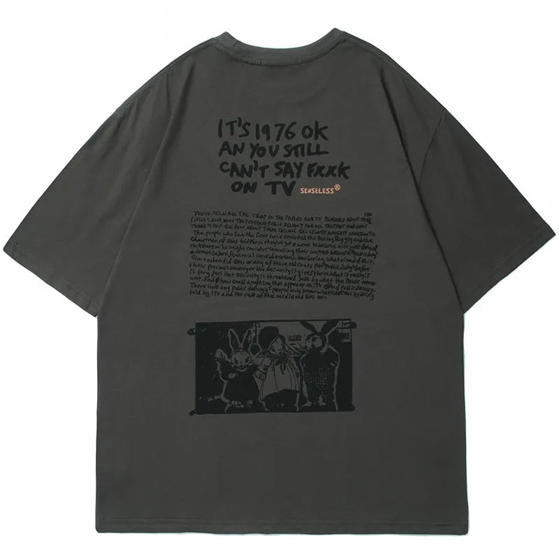 Retro Bunny Letter Print T-shirt