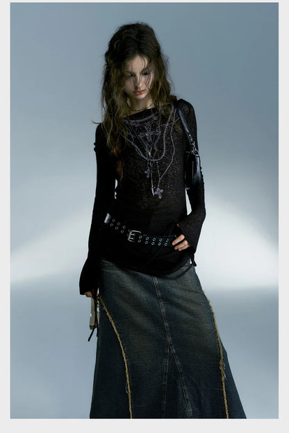 Top de manga larga grunge