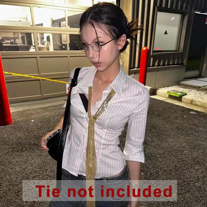 Slim Striped Korean Shirt