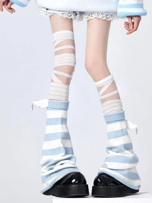 Model wearing the Chic Striped Leg Warmer Ensemble 