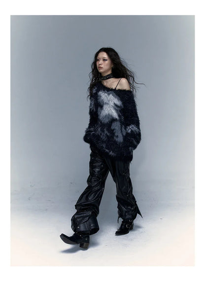 Black Furry Grunge Sweater