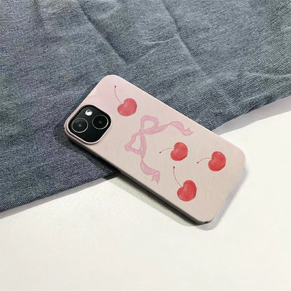 Funda para iPhone con diseño de cereza roja y suave para chica