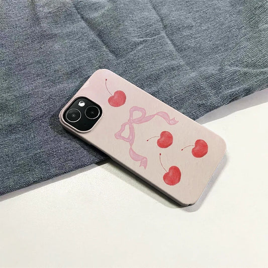 Funda para iPhone con diseño de cereza roja y suave para chica