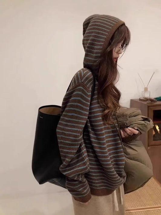 Knitted Striped Hoodie