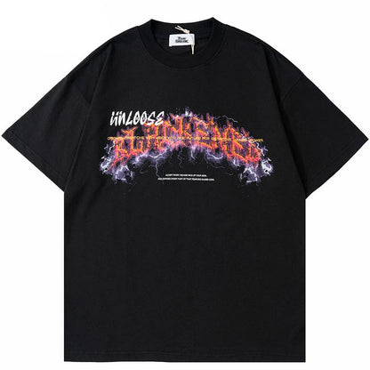 Lightning Letter Print T-shirt