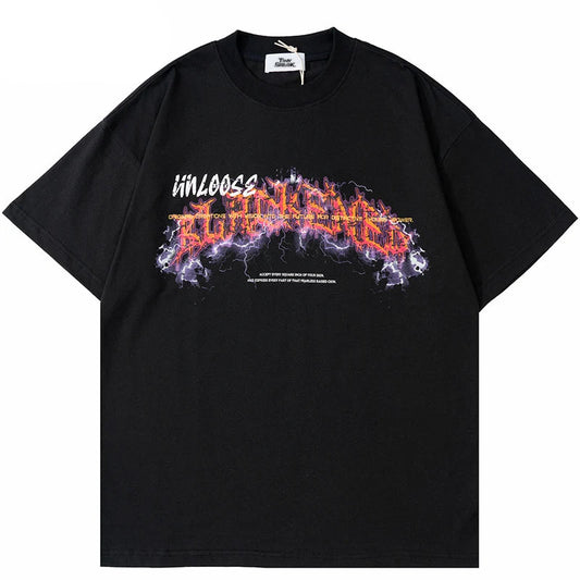 Lightning Letter Print T-shirt