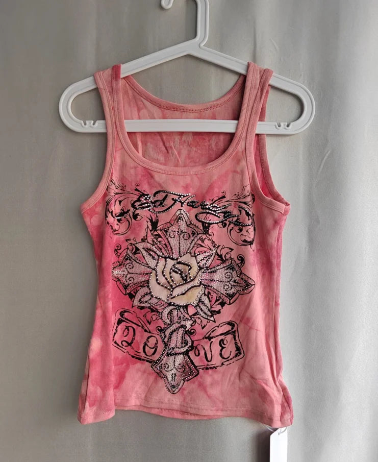 Y2K Diamon Letter Print Crop Top