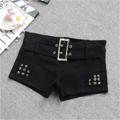Black Low Waisted Denim Shorts Shorts