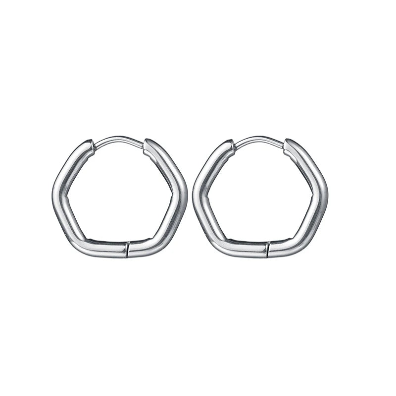 Round Oval & Heart Stainless Earrings