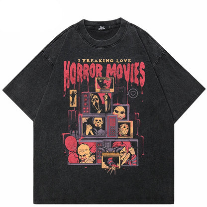 Retro Washed Black Ghost Graphic T-Shirt
