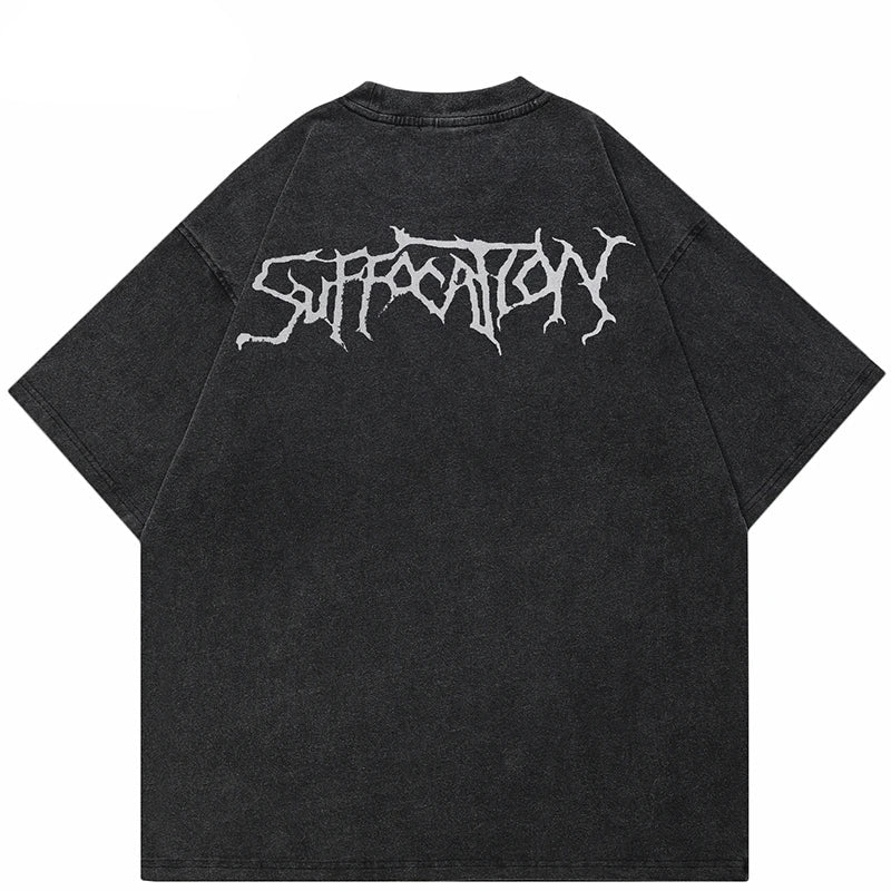 Vintage Retro Washed Black Graphic T-Shirt