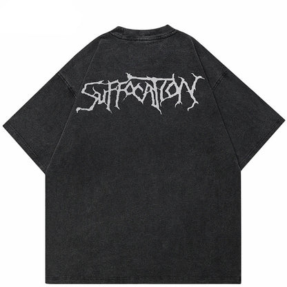 Vintage Retro Washed Black Graphic T-Shirt