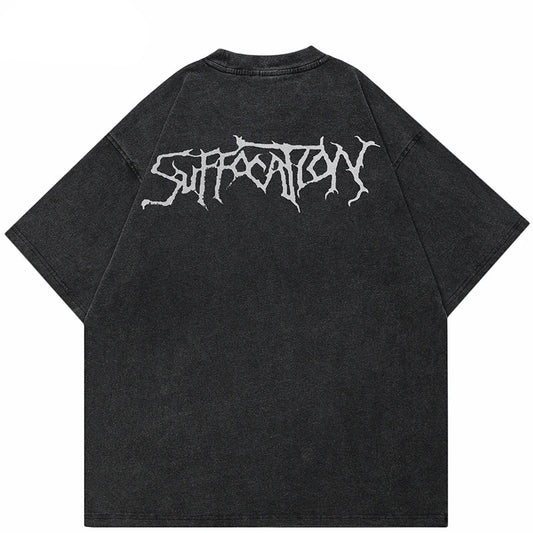 Vintage Retro Washed Black Graphic T-Shirt
