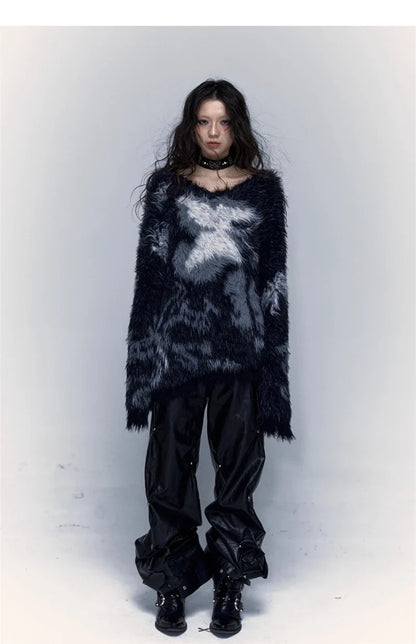 Black Furry Grunge Sweater