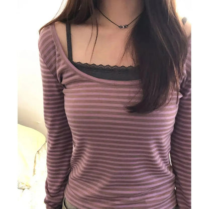 Retro Striped Slim Fit Long Shirt