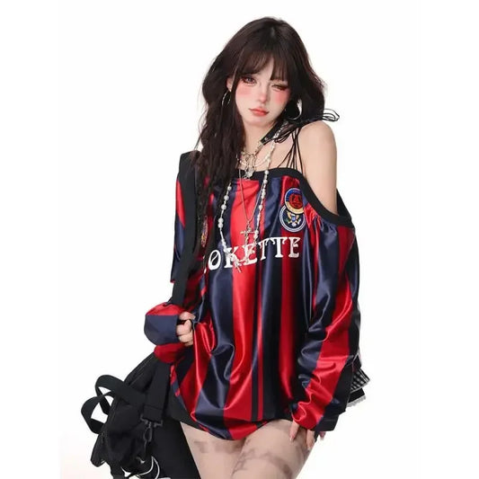 Vintage Off Shoulder Long-sleeved T-shirt