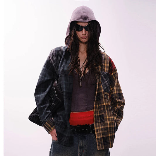 Patchwork Plaid Retro Shirt
