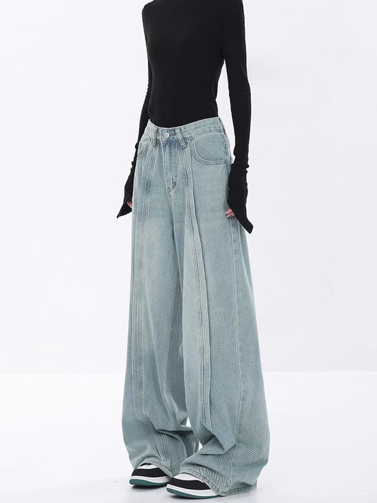 Vintage Blue High Waist Wide Jeans