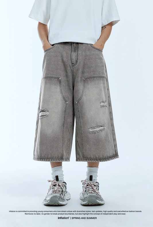 Ripped Wide Leg Carpenter Jeans