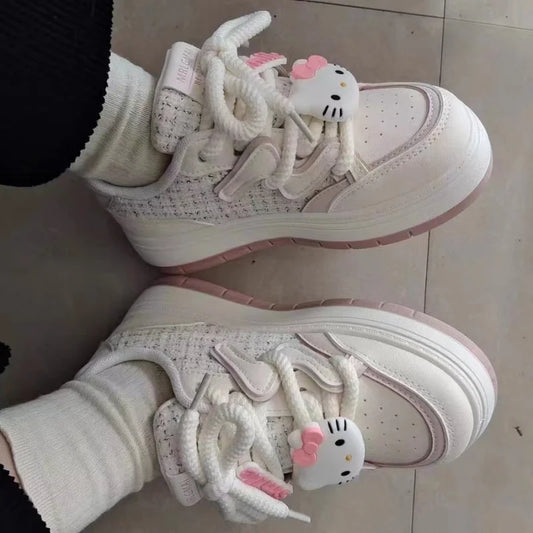 Front view of the white Hello Kitty Dreamcatcher Sneakers 