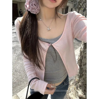 Fairy Button Crop Cardigan & Tank