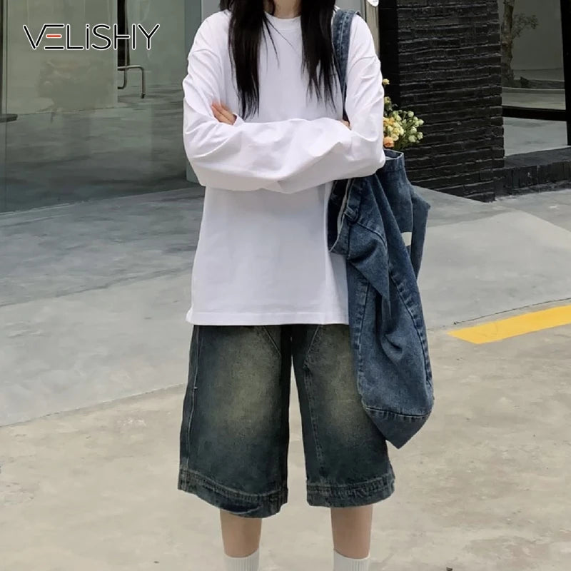 Vintage Washed Baggy Wide Leg Shorts