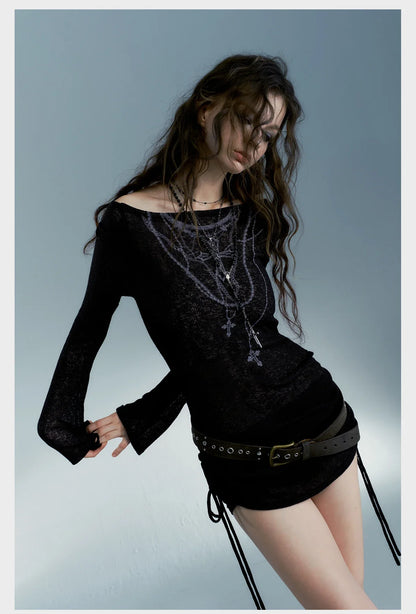 Top de manga larga grunge