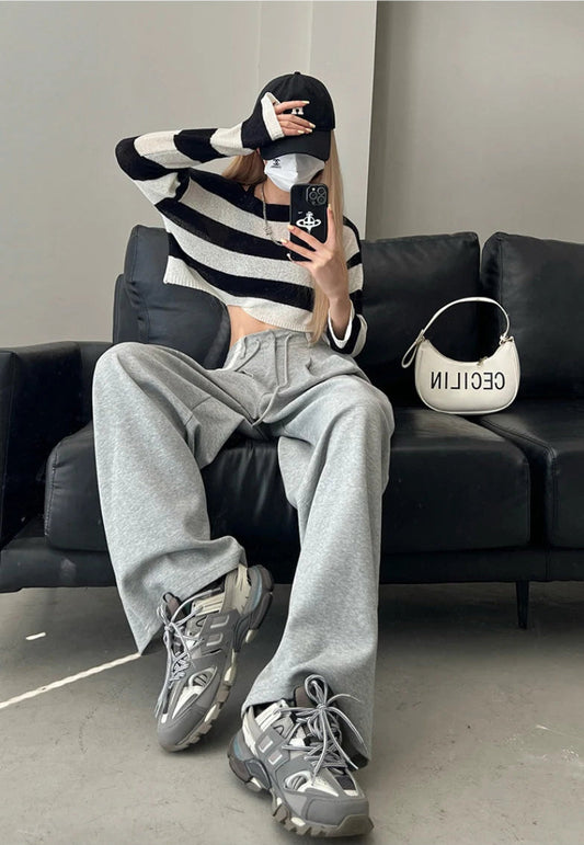 Stylish High Waist Solid Color Pants