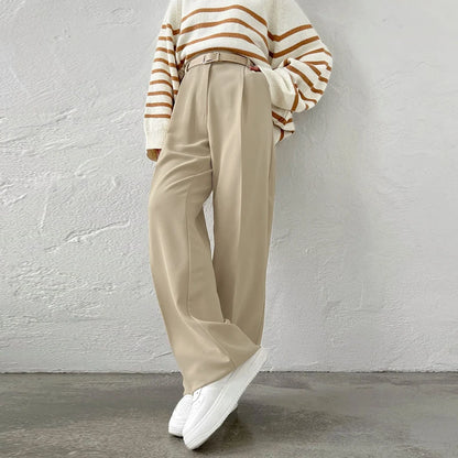 DGLUKE 2025 Nuevos Pantalones de Cintura Alta para Mujer, Pantalones Anchos de Moda para Mujer, Pantalones de Vestir Elegantes, Pantalones Rectos Negros, Ropa de Otoño