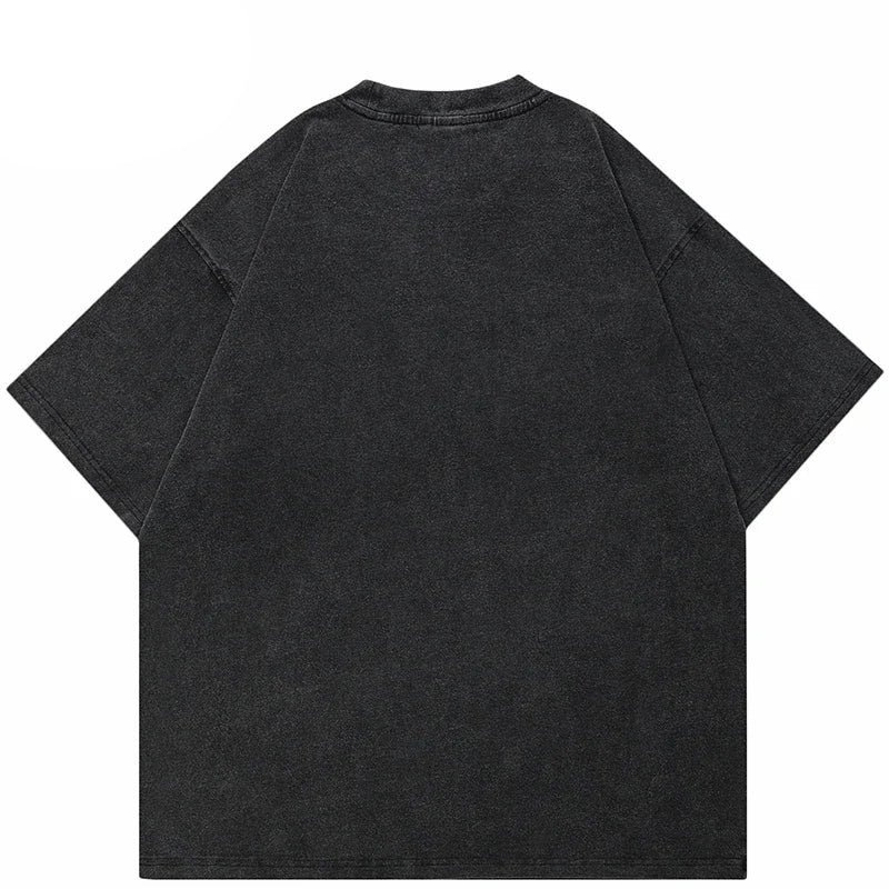 Retro Washed Black Ghost Graphic T-Shirt