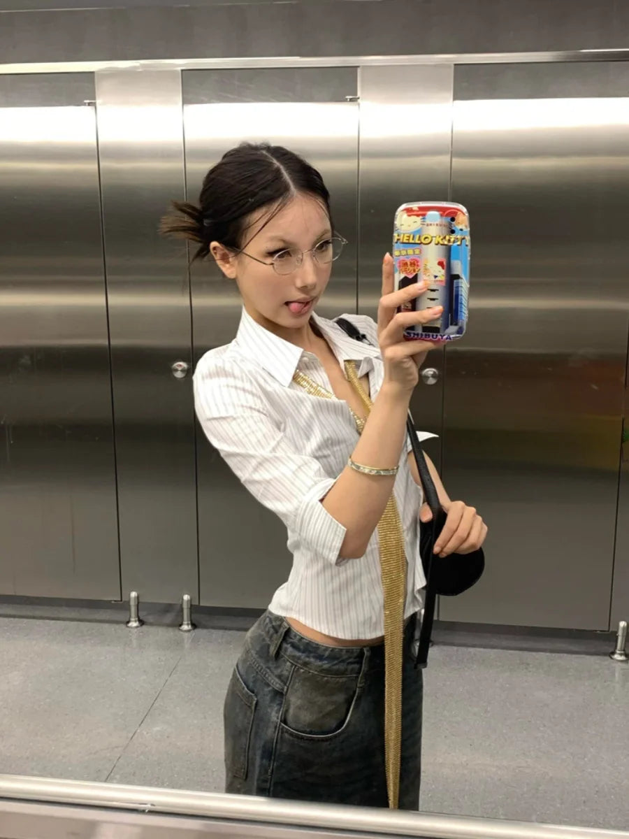 Slim Striped Korean Shirt