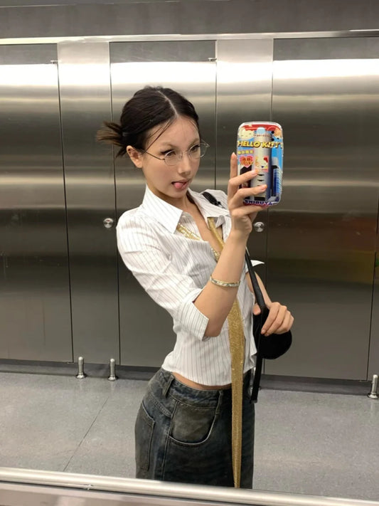 Slim Striped Korean Shirt