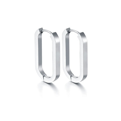 Steel Ear Buckle Oval Earrings