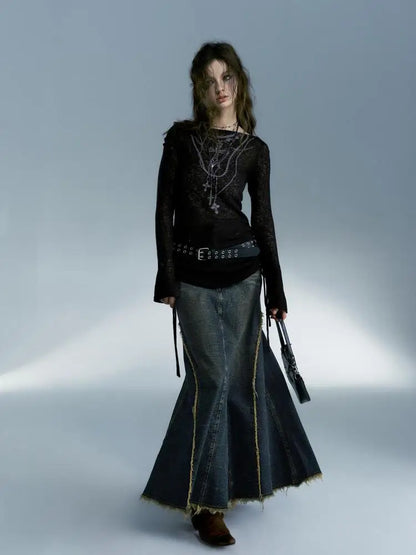 Top de manga larga grunge