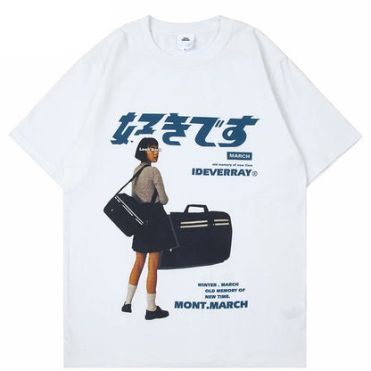Japanese Kanji Print Short Sleeve T-Shirt
