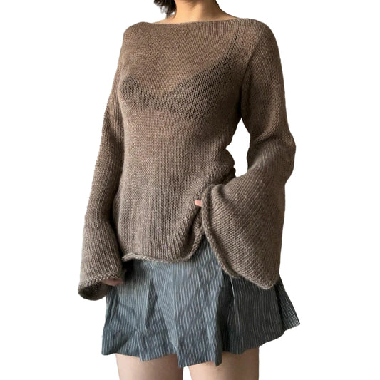 Chic Tie-Back Boat Neck Sweater