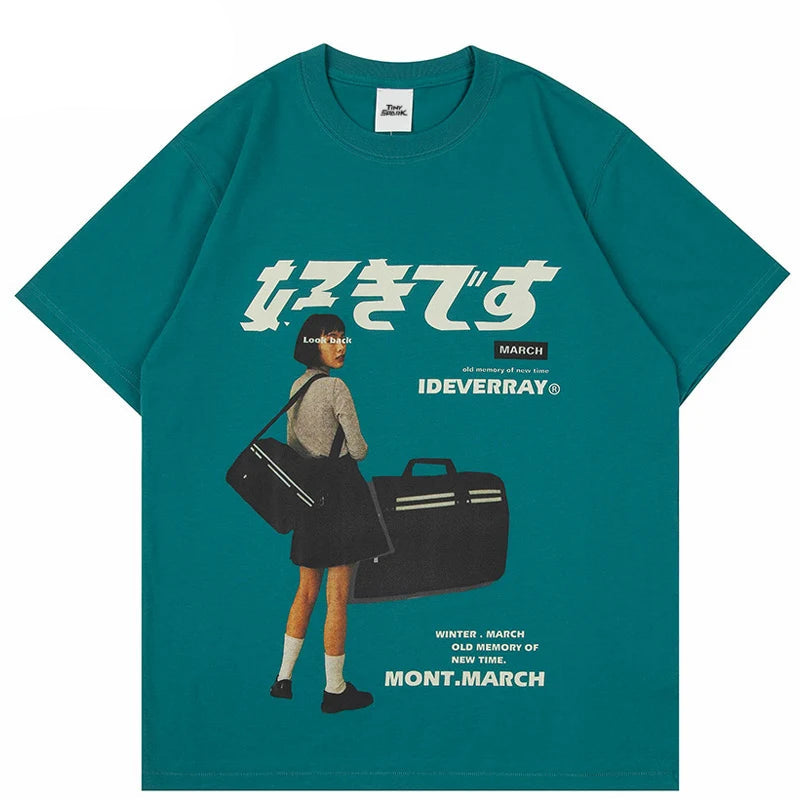 Japanese Kanji Print Short Sleeve T-Shirt