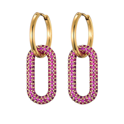 Steel Ear Buckle Oval Earrings