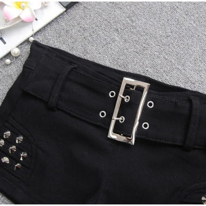 Black Low Waisted Denim Shorts Shorts