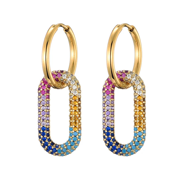 Steel Ear Buckle Oval Earrings